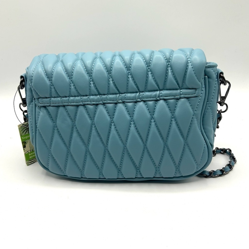 Badgley Mischka Blue and Silver Quilted Crossbody Bag - Picture 3 of 3